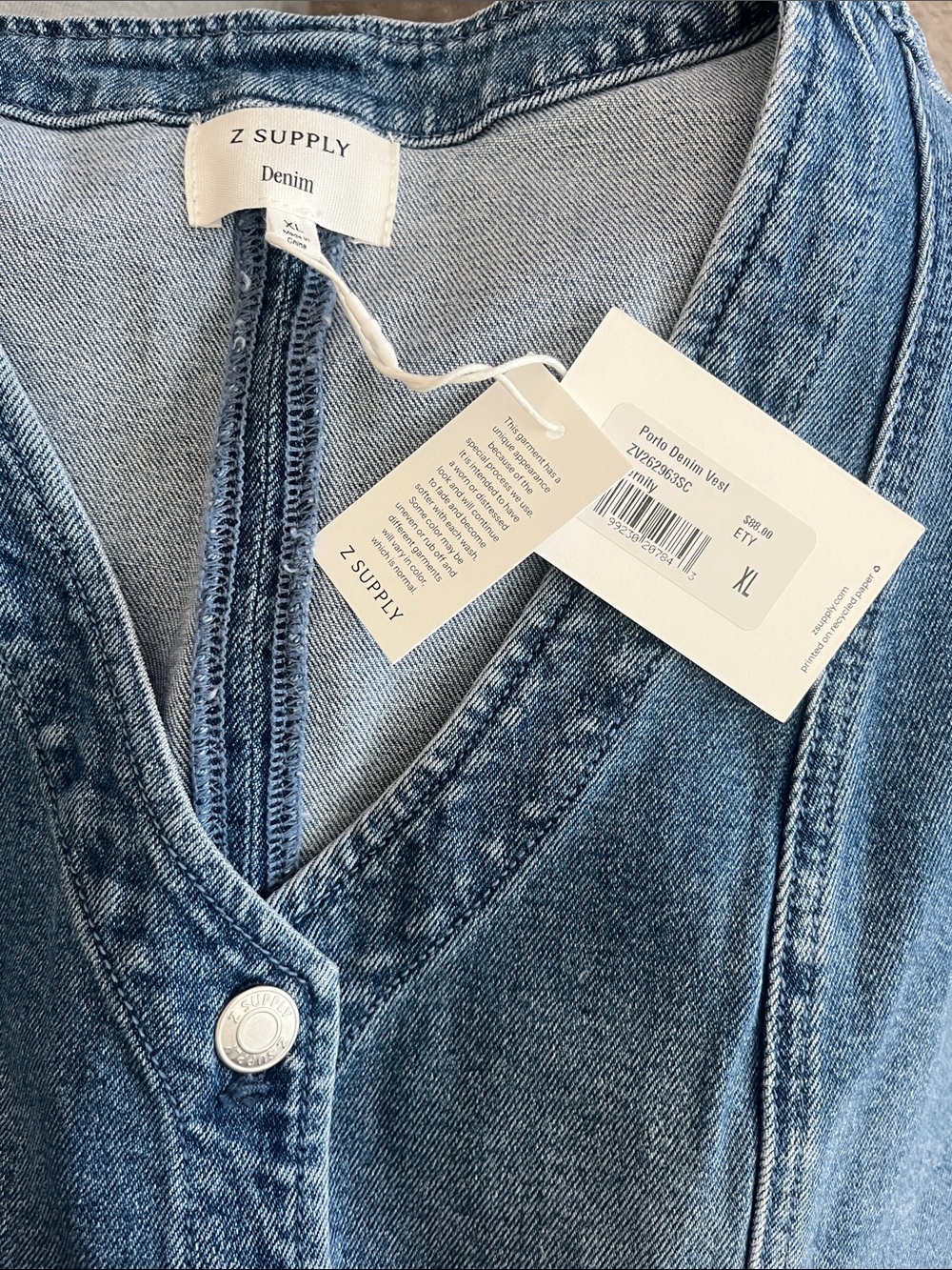 NWT Z Supply Porto Denim Jean Vest - Picture 7 of 7